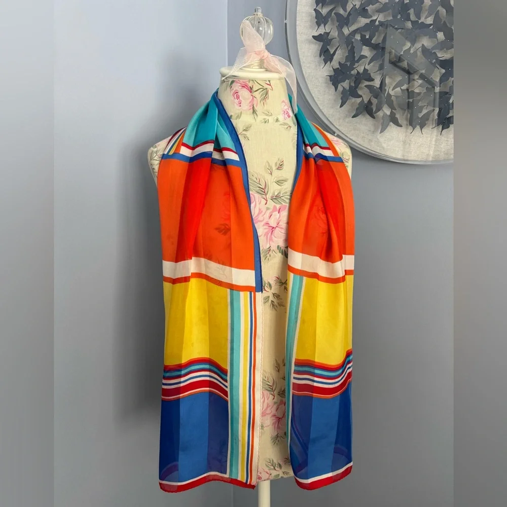 Oscar de la Renta Vintage Multicolor Colorblock Scarf